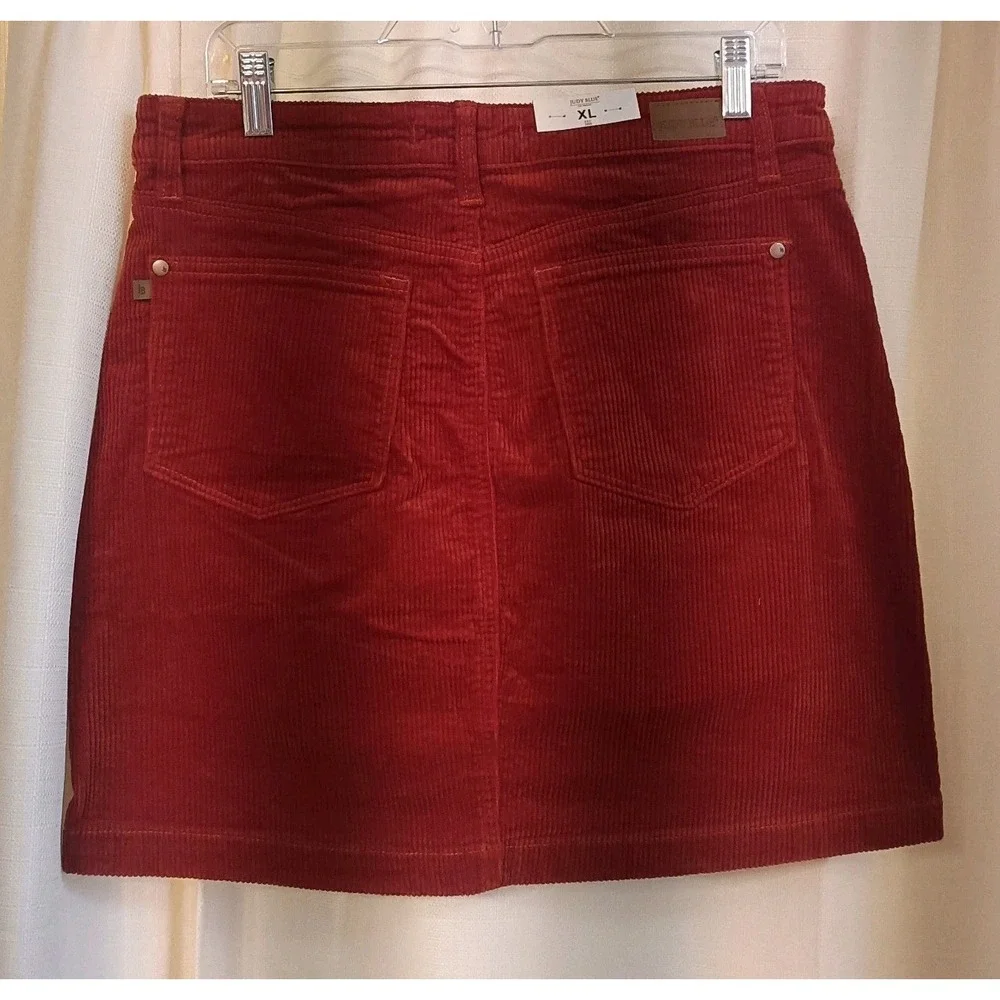 NWT Judy Blue Women's Corduroy Rust Color Skirt Button/Zip/Pockets Size XL - Picture 7 of 13